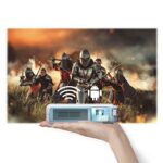 J4a 300 Lumens 1080P DLP Pocket Projector, Portable Outdoor Movie Projector for Camping & Business Trip, Built-in Battery & Speaker, Supports Net