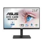 ASUS VA24EQSB Eye Care Monitor – 23.8 inch, Full HD, IPS, Frameless, 75Hz, Adaptive-Sync, Low Blue Light, Flicker Free, Ergonomic Design, Wall Mo