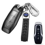 HooRLZ Ford TPU Key Fob Cover For Ford Edge Mondeo Explorer Escort Everest, 3 Button Ford Key Protection Cover Mondeo Key Cover Silicone - Black
