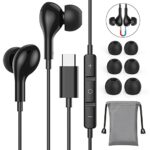 USB C HiFi Stereo Earphones, USB Type C Magnetic Sound Isolating Earbuds with Microphone for Samsung A53/S22/S21/S20/S20 FE, Huawei P40/P30 Xiaom