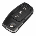 Kelay 3 Buttons Car Key Cover Flip Folding Replacement For F-o-r-d Focus Fiesta C-Max S-Max Kuga Mondeo MK4 Galaxy Remote Key (Uncut Blade, 1Pcs)