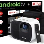ETOE 4K Android TV 10.0 Projector, 1080P FHD Smart Projector with Auto Focus, Auto Keystone, 600 ANSI Lumens, Dual 10W Speakers, Netflix-Certifie