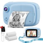 Misilmp Instant Camera for Kids, Digital Camera 3.5 Inch Zero Ink Instant Kids Camera with 4 Print Paper & 32GB TF Card, 1080P Video Photo Print