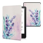 kwmobile Case Compatible with Amazon Kindle Paperwhite 11. Generation 2021 Case - eReader Cover - Lavender Flowers Violet/Turquoise/Violet