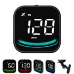 Car HUD Head Up Display, Universal KMH & MPH Digital GPS Smart Speedometer with Suction cup holder OverSpeed Alarm Fatigue Driving Warning USB In