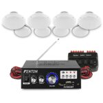 eAudio Bluetooth Ceiling Speaker System with Amplifier FM Radio and MP3 USB for Home Hi-Fi Cafe Restaurant Shop Installation (Eight Speakers with