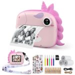 HiMont Kids Camera Instant Print, Digital Camera for Kids with Zero Ink Print Paper & 32G TF Card, Selfie Video Camera with Color Pens & Photo Cl