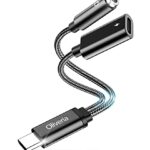 Oliveria USB C to 3.5mm Jack Headphone and Charger Adapter, 2 in 1 Type C to Aux Audio with PD 60W Fast Charging Cable for Samsung Galaxy S23 S22