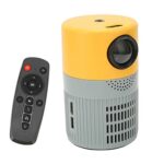 YT400 Home HD Projector, Mini Portable Projector, 1080P Dual Fan Cooling Movie Projector for DVD, with Cinematic Sound, 100V‑240V, (Yellow-gray)