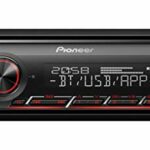 Pioneer MVH-S320BT 1-DIN receiver with Bluetooth, Red illumination, USB, Spotify, Pioneer Smart Sync App and compatible with Android devices.