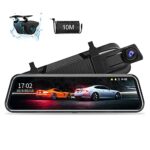 【2023 Upgraded 】10'' Mirror Dash Cam Night Vision 1080P Full Touch Screen Dual Front and Rear Camera Car Rear View Mirror Loop Recording 170°Wide