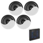 Power Dynamics Powerline A100B Bluetooth Ceiling Speaker System Package with 4x Speakers and In-Wall Amplifier