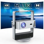 Artlii Rubicon Projector 4K Supported, Outdoor Projector with Auto Focus & Keystone, 200° Rotation Portable Projector Bluetooth WIFI, Home Cinema