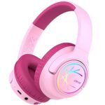 iClever Kids Wireless Headphones with LED Lights, BTH18 Safe Volume 74/85/94dBA, 43H Playtime, Stereo Sound, Type-C, AUX Cable, Bluetooth5.3 Over