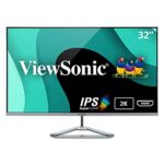 ViewSonic VX3276-2K-MHD 32 Inch IPS WQHD Monitor with 99% sRGB, 2x HDMI, DisplayPort, Mini DisplayPort, Eye Care for Work and Entertainment at Ho