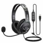 USB Headset with Noise Cancelling Microphone for Office Call Center Skype Teams Business Softphone Conference, Stereo PC Headphone w/ Mic Mute fo