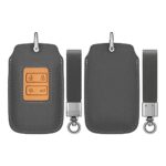 kwmobile Key Cover Compatible with Renault 4 Button Car Key Smart Key (only Keyless Go) - Key Fob Cover - Faux Leather/Suede - Grey/Brown