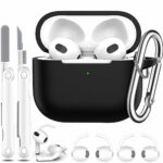R-fun AirPods 3rd Generation Case Cover with Cleaner kit and Earbuds Hook Cover (2Pairs),Soft Silicone Protective Case for Apple AirPods 3 2021-
