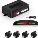 COCAR Car Auto Vehicle Reverse Backup System with 4 Parking Sensors Distance Detection Radar + LED Distance Display + Sound Warning - Black