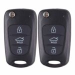 Kelay 3 Buttons Key Fob Case Replacement Compatible for Hyundai i20 i30 i35 ix20 ix35 Folding Remote Control Car Key Accessories (2 Pcs)