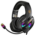 Tatybo Gaming Headset for Xbox One, PS4, PS5, PC, Switch, 3.5MM Gaming Headphones with Mic & Super Big Soft Earmuffs black