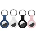 GENREEN Silicone Airtag 4 Pack Keyring Compatible with Apple Air Tag 2022, Soft AirTag Holder Keychain Tracker with Key Ring, Tag Case Cover AirT