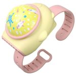 Jdeijfev Mini Wrist Fan for Kids -Projector Lamp Watch Small Fan,Portable Outdoor Camping Travel Handheld Fan for Kids-Yellow