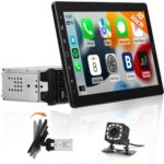 Hikity Single Din Car Stereo with 10.1 Inch Detachable Screen Built-in CarautoPlay 10.1 Inch Removable Touchscreen CarPlay Car Radio Bluetooth wi