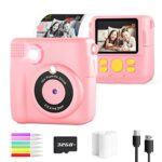 Kids Camera for Girls Boys, Kids Instant Print Camera Toy for 3-14 Year Old, 1080P HD Kids Digital Camera with Photo Paper Birthday Gifts for 3 4