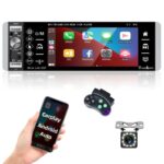 Single Din Car Stereo with Apple Carplay & Android Auto Bluetooth 1 Din Touchscreen Car Radio with USB/AUX/SD Card Input, Backup Camera, FM/AM/RD