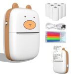 Portable Printer, 1000mah Rechargeable Battery Photo Printer, Thermal Printer 5-6 Hours Battery Backup, Mini Sticker Printer With 6 Rolls And 5 C