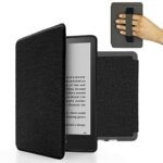 MyGadget Cover compatible with Kindle Paperwhite 11th Generation from 2021 Magnetic Flip Case - Bookstyle Protector with Elastic Hand Strap - Bla