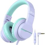 iClever Kids Headphones, Childrens Headphones,Headset HD Stereo Headphones with Microphone, Volume Limiter 85/94dB, Sharing Function, Foldable He