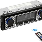 Retro Car Radio,4X60W Car Radio Bluetooth Hands-Free with USB/MP3/AUX Port,FM Radio Single Din Car Stereo with Wireless Remote Control Digital MP