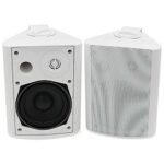 Herdio 5.25 Inches 200 Watts Outdoor Speakers with Superior Dome Tweeter ALL Weather Wired Wall Mount System,White,compatible with Bluetooth