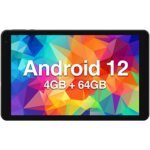 Fusion5 2023 New 10.1" Android 12 Tablet, F202 Full HD Ultra Slim Tablet PC (Google Certified, 64GB Storage, 4GB RAM, Quad Core CPU, WiFi, Blueto
