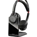 Poly - Voyager Focus UC with Charge Stand (Plantronics) - Bluetooth Dual-Ear (Stereo) Headset with Boom Mic - USB-A Compatible with PC and Mac -