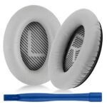 Replacement Bose Quiet Comfort 35 Ear Pads Cushions Earpads Accessories for Bose QC 35 /35II Made of Protein Leather Memory Foam (Gray)