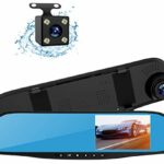 Car Mirror Dash Cam Recorder 4.3" Full HD 1080P Dashboard Camera Front and Rear View Dual Lens Night Vision