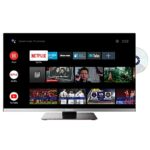 SYLVOX 24 inch Smart TV for Caravan, Built in DVD Player, Google Play, Sat Satellite Decoder, Android Television For Home Campervan Truck Cruises