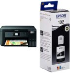 Epson EcoTank ET-2850 Print/Scan/Copy Wi-Fi Printer, Black & EcoTank 102 Black Genuine Ink Bottle