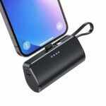 Mini Power Bank 5200 mAh for iPhone, Ultra-Compact PD 3.0A Portable Charger with Built-in Cable, USB C Cute Battery Pack Compatible with iPhone 1