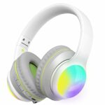 Kid Odyssey Foldable Bluetooth Headphones with Mic,Kids Wireless Headphones with RGB Dazzling Light, 50H Playtime Bluetooth 5.3