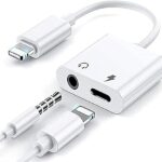 2 in 1 Headphone Adapter for iPhone to 3.5mm Headphone Jack Adapter Dongle Splitter Earphone Adapter Converter Compatible with iPhone 13/13 Pro/1