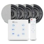 Power Dynamics Powerline Bluetooth Ceiling Speaker Set with 4x QI65CB 6.5" and A100W In-Wall Amplifier - Home Audio Hi-Fi Music System