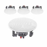 E-Audio B402C 8 Inch Ceiling Speakers 180W Moisture Resistant 2-Way Polymer Tweeter (Set of Four)