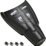 Kelay 4 Buttons Car Key Fob Case Cover Compatible for Saab 93 95 2003-2010 Remote Key Replacement
