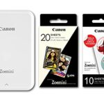 Canon Zoemini Instant Mini Photo Printer (White) + pack of 20 sheets + pack of 10 circle stickers