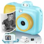 Jckduhan Kids Instant Print Camera, 1520P/42MP UHD Digital Camera with Zero Ink Print Paper & 32G TF Card, Selfie Video Camera with Flash & Selfi
