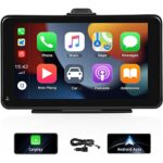 Camecho 7 Inch Screen Apple Carplay Android Auto Smart Player with Aux AV IN TF Card Type C connector Support DVR, Bluetooth, FM Transmitter, GPS